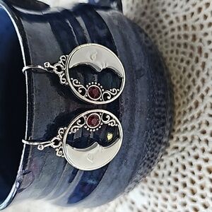 Circular Hollow Carved Pattern White Moon Face Earrings Bohemian New